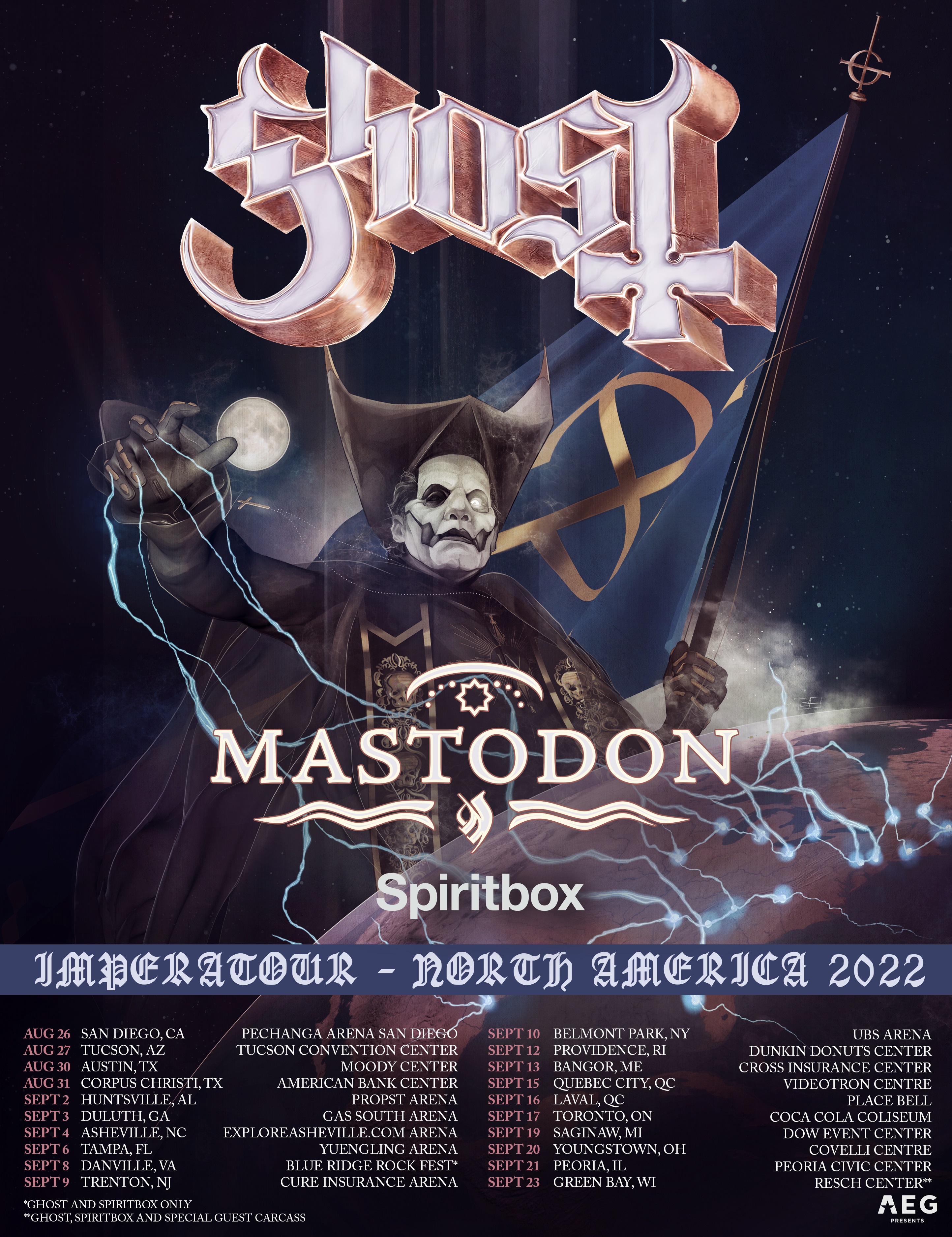 We’re hitting the road with GHOST and Spiritbox this fall!!! Tickets on Sale this Friday at 10 am local time at MastodonRocks.Com/Tour